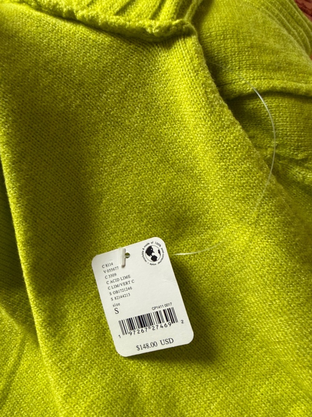 Free People Orion A Line Oversized Tunic Sweater in Acid Lime - Picture 6 of 6